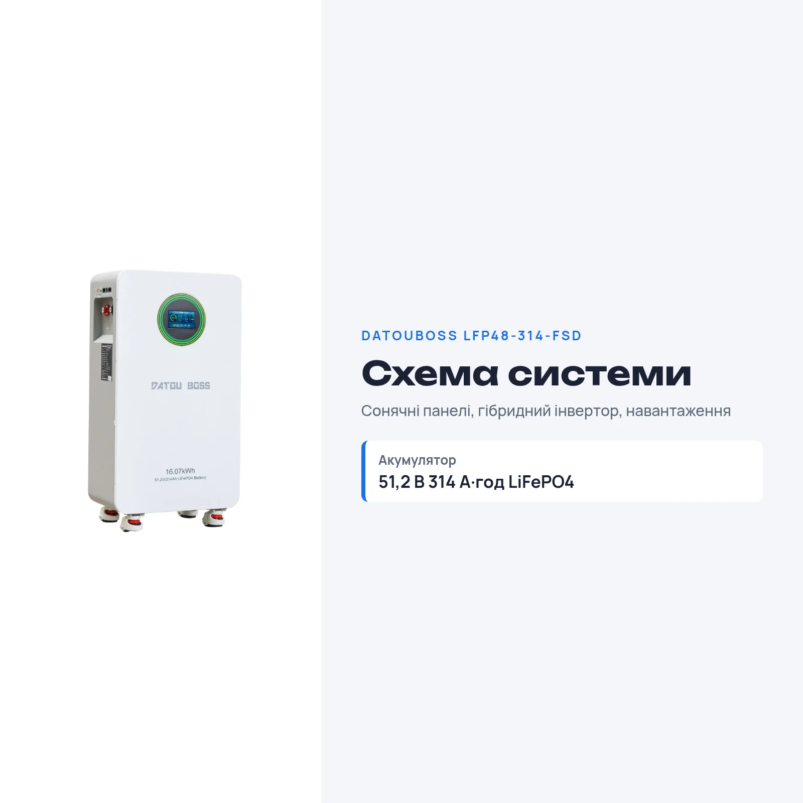 DATOUBOSS LFP48-314-FSD — Підлоговий LiFePO₄ акумулятор 51,2 В 314 А·год (16,07 кВт·год), фото 9 з галереї