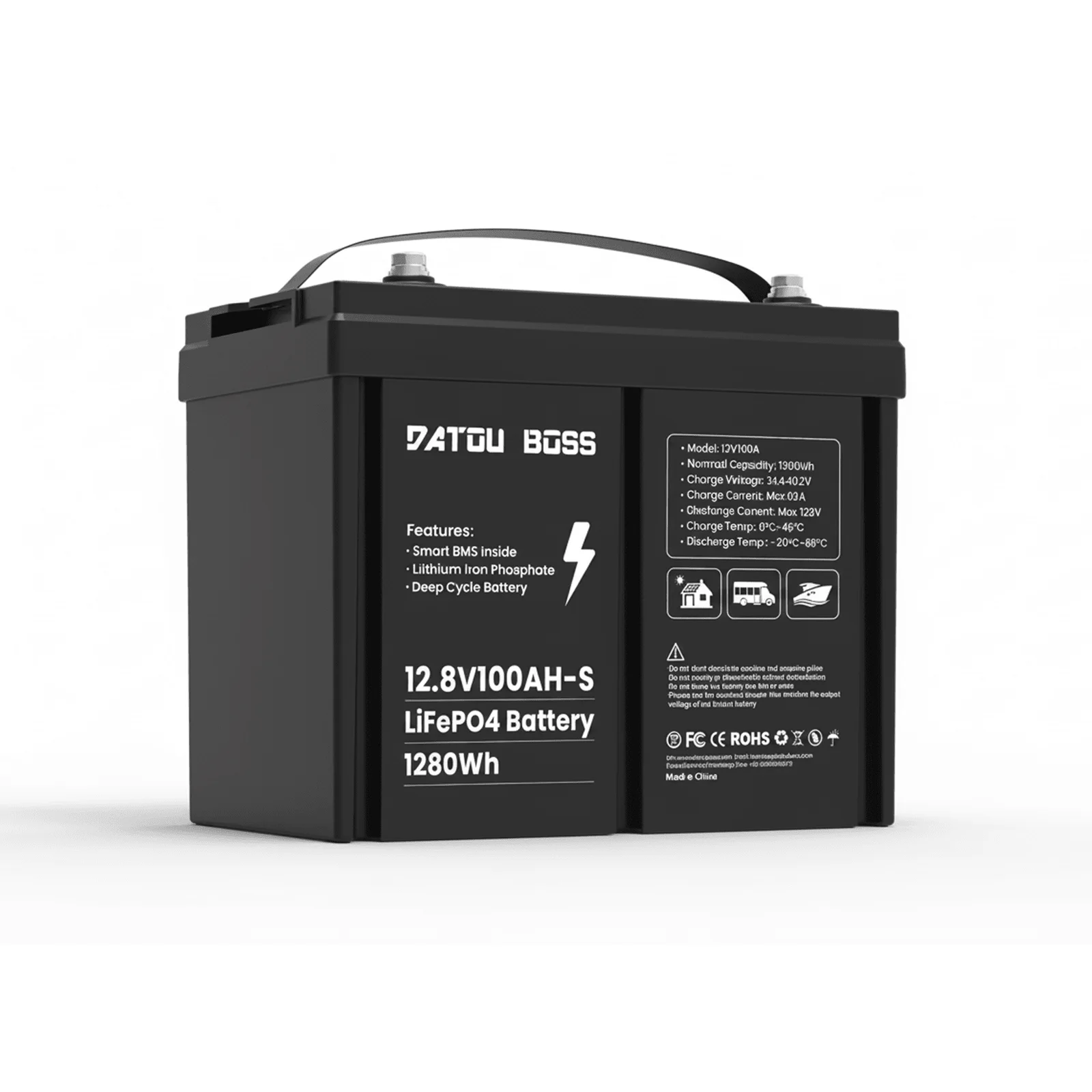 DATOUBOSS DT-12100-S01 — LiFePO₄ акумулятор 12 В 100 А·год з BMS 100 А, головне фото