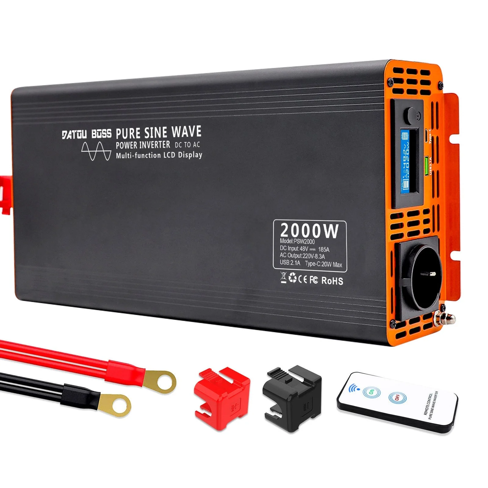 DATOUBOSS DT-PSW2000W-48V — Інвертор чистої синусоїди 2000 Вт 48 В з пультом, головне фото