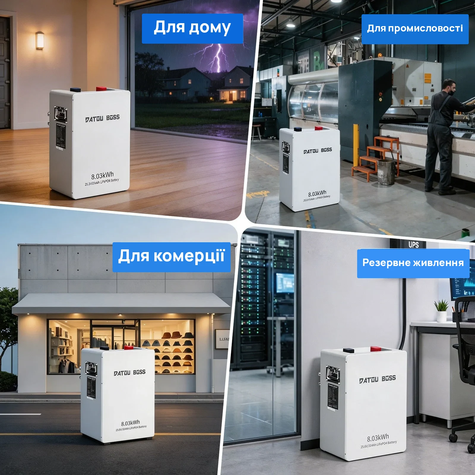 DATOUBOSS DT-24314S — LiFePO₄ акумулятор 25,6 В 314 А·год (8,04 кВт·год), фото 4 з галереї
