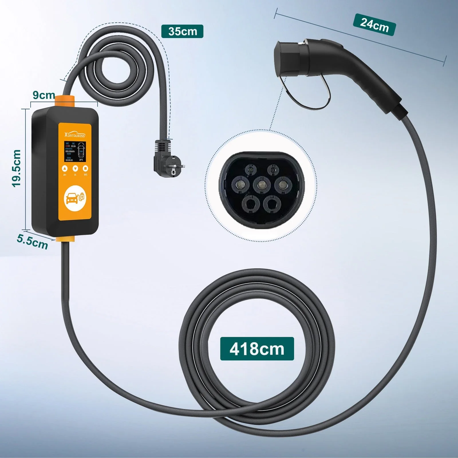 DATOUBOSS EVCDQ16A3.5KW — Портативна зарядка для електромобіля Type 2, 16 А 3,5 кВт, фото 8 з галереї