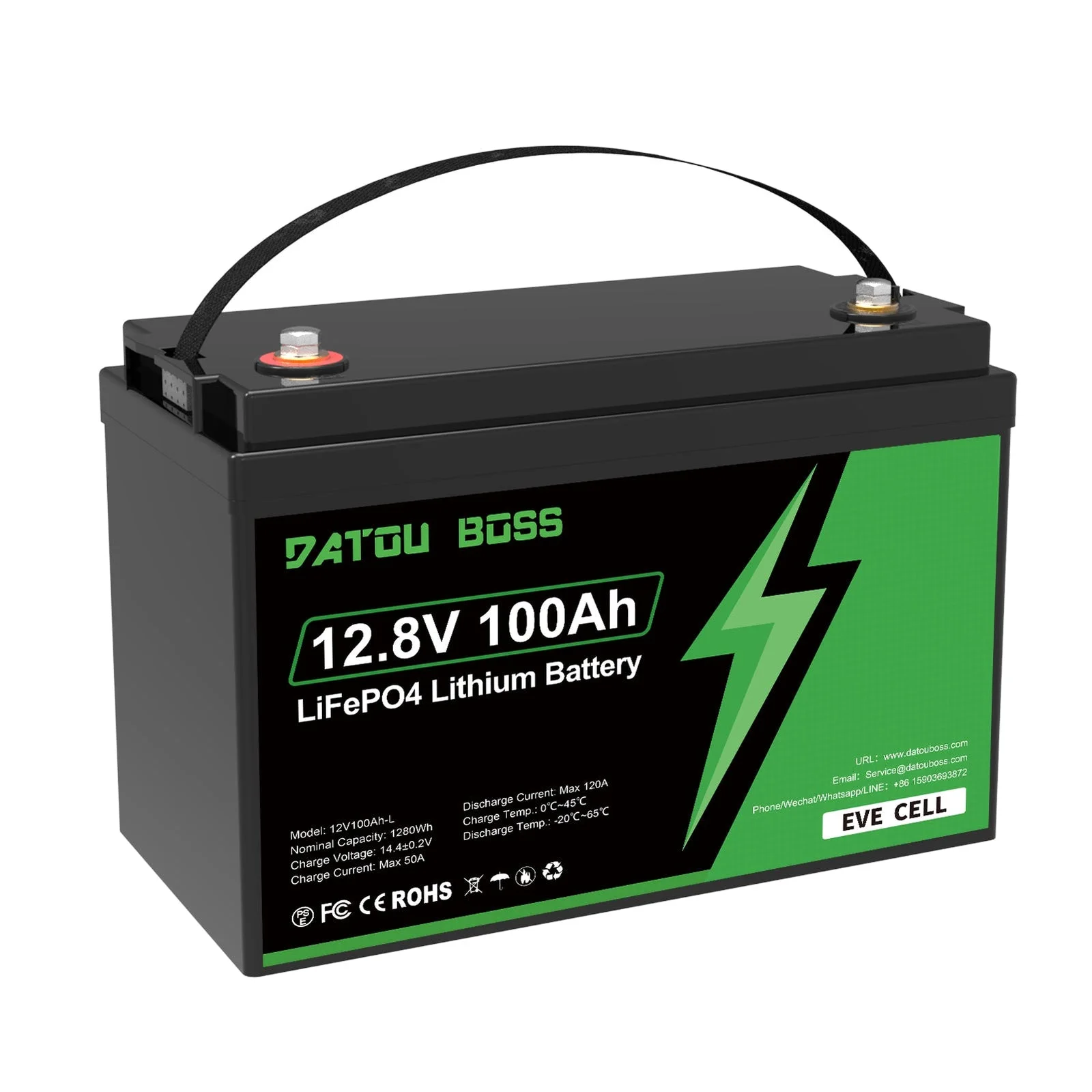 DATOUBOSS DT-12V100A-L01 — LiFePO₄ акумулятор 12 В 100 А·год на комірках EVE, головне фото