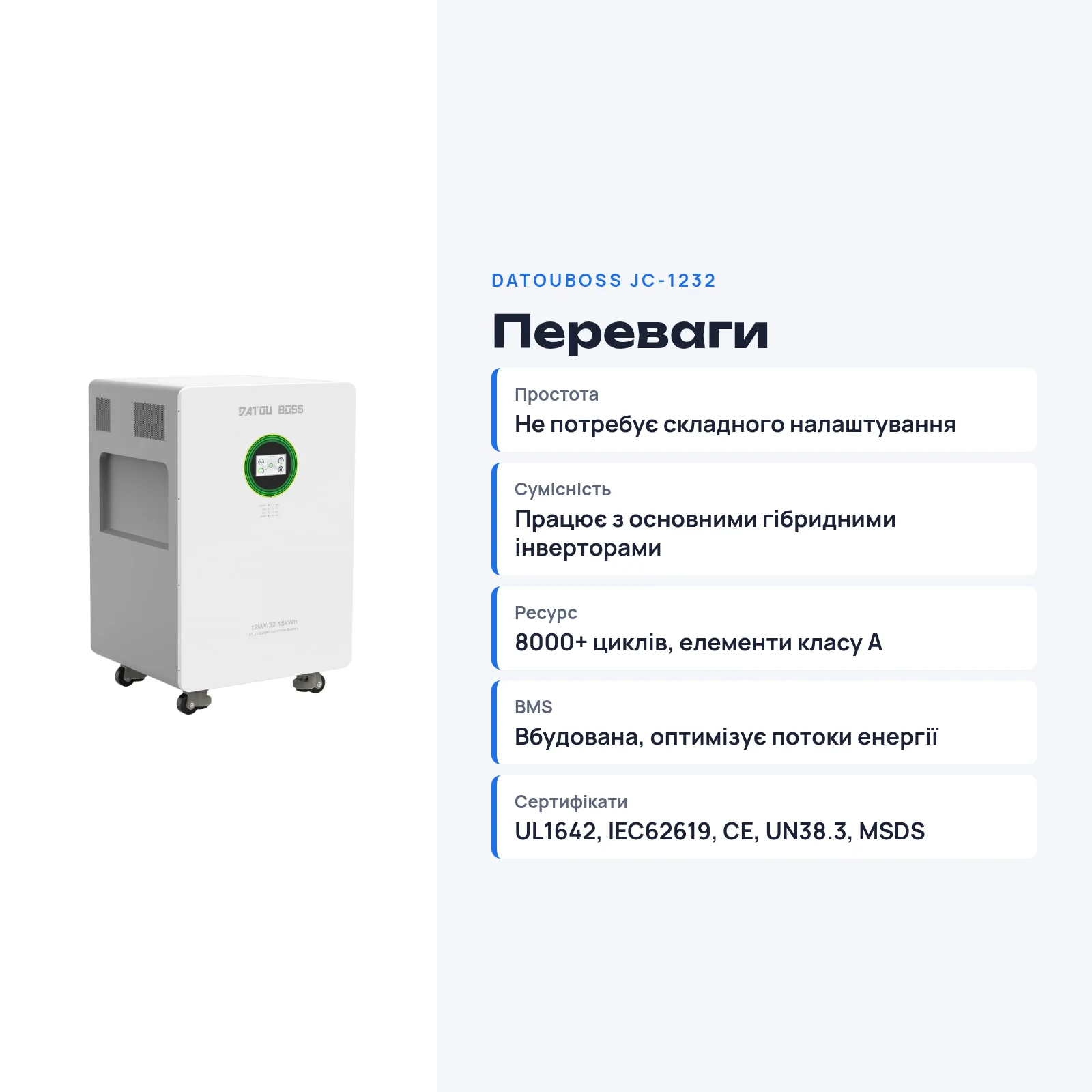 DATOUBOSS JC-1232 — Система All-in-One 12 кВт + 32,15 кВт·год, фото 3 з галереї