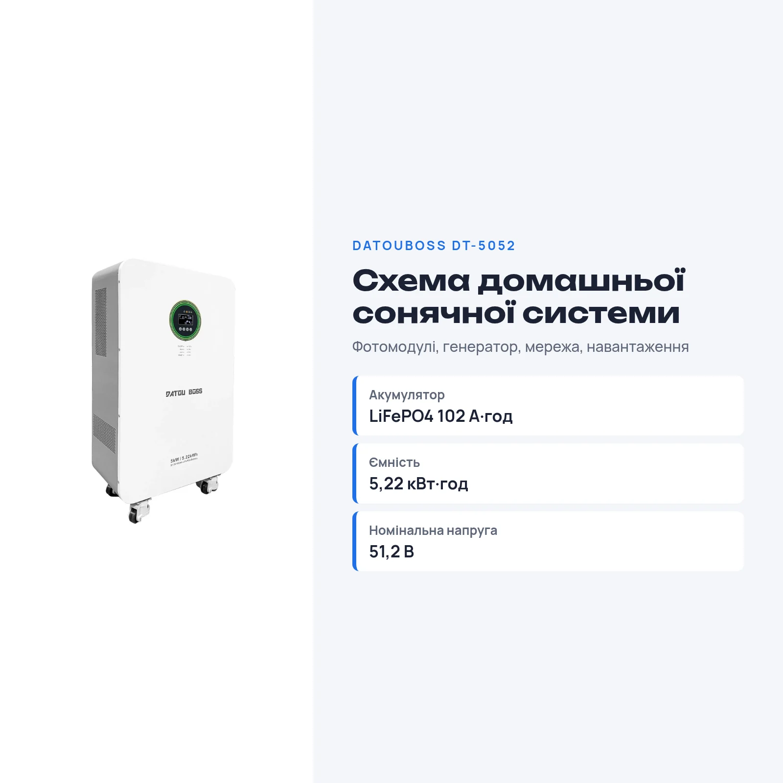 DATOUBOSS DT-5052 — Система All-in-One 5 кВт + 5,22 кВт·год, фото 9 з галереї